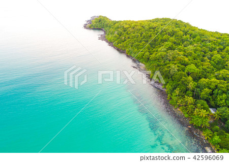 Exotic idyllic sea island with green tree forest Exotic idyllic sea island with green tree forest 42596069
