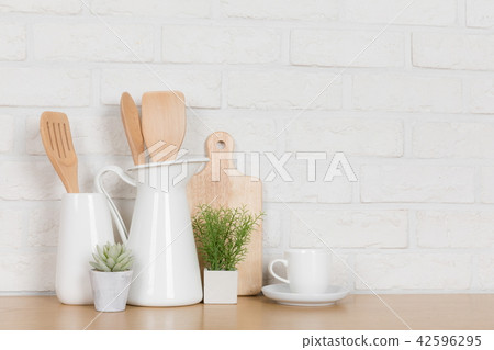 Landscape with kitchenware with white background 42596295