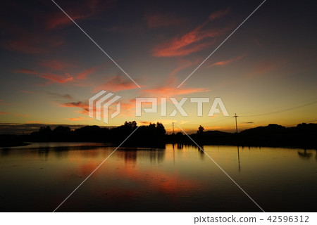 灌溉池塘晚上風景 42596312