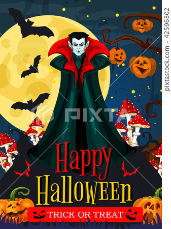 Halloween night celebration banner with vampire 42596802