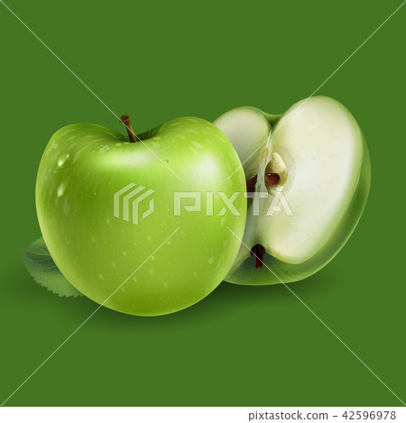 Green apples on a green background 42596978