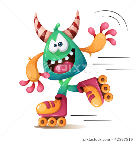 Faunny, cute, crazy monscter characters. Roller skater illustraton. Faunny, cute, crazy monscter characters. Roller skater illustraton. 42597519