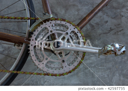 Chainring and chain with front derailleur 42597735