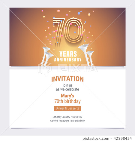 70 years anniversary invitation vector 42598434