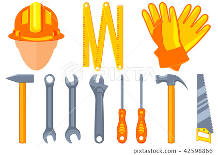 Colorful cartoon 11 handyman tools set Stock Illustration