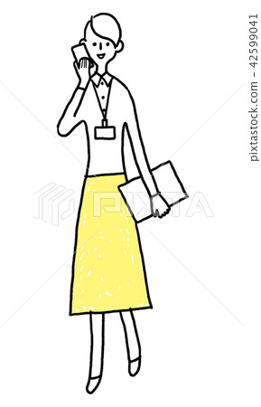 Women calling hand-drawn wind 42599041