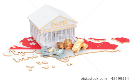 Banking system in Singapore concept. 3D rendering Banking system in Singapore concept. 3D rendering 42599314