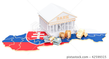 Banking system in Slovakia concept. 3D rendering Banking system in Slovakia concept. 3D rendering 42599315