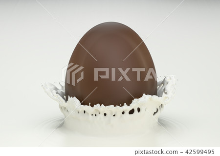 Easter concept, chocolate egg in milk 42599495