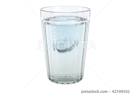 Effervescent soluble tablet pill in the glass 42599502