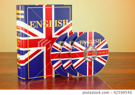 English book with flag of UK and CD discs 42599548