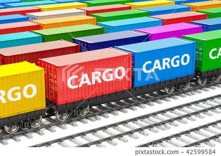 Freight trains station with cargo containers 42599584