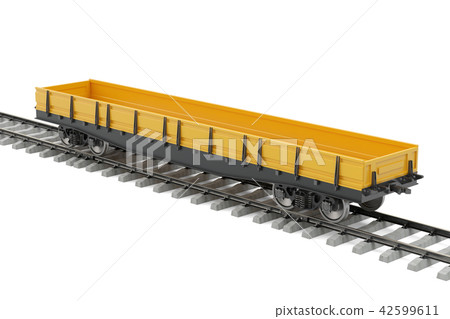 Goods wagon on the railway, 3D rendering 42599611