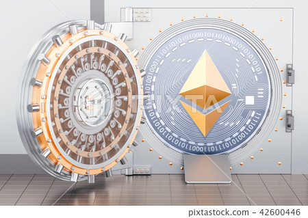 Opened bank vault with cryptocurrency ethereum 42600446