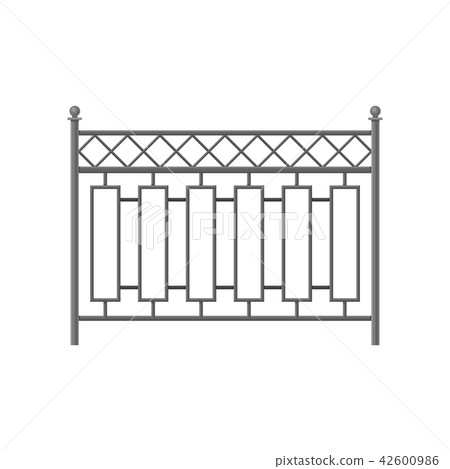 Iron fence, protective barrier for house, garden, park vector Illustration on a white background 42600986