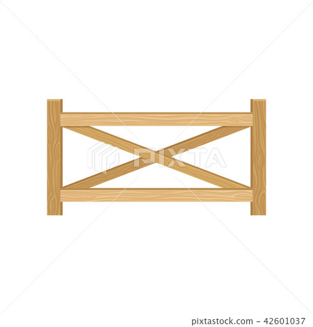 Wooden farm fence from crossed planking vector Illustration on a white background 42601037