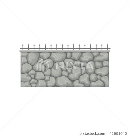 Stone fence with metal pikes vector Illustration on a white background 42601040