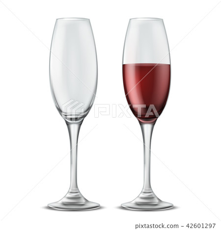 Wine glasses, empty and full of red wine Wine glasses, empty and full of red wine 42601297