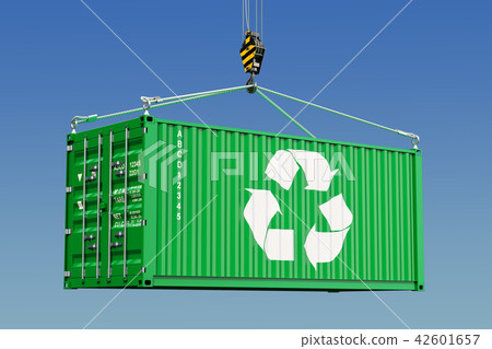 Cargo container with recycling logotype concept Cargo container with recycling logotype concept 42601657