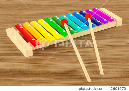 Colored Xylophone on the wooden table Colored Xylophone on the wooden table 42601670