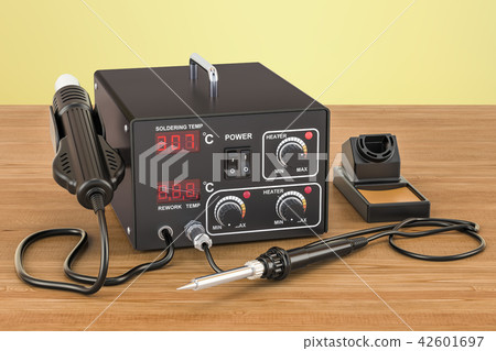Digital Soldering Station on the wooden table 42601697