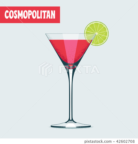 Martini cocktail glass with red drink vector Martini cocktail glass with red drink vector 42602708