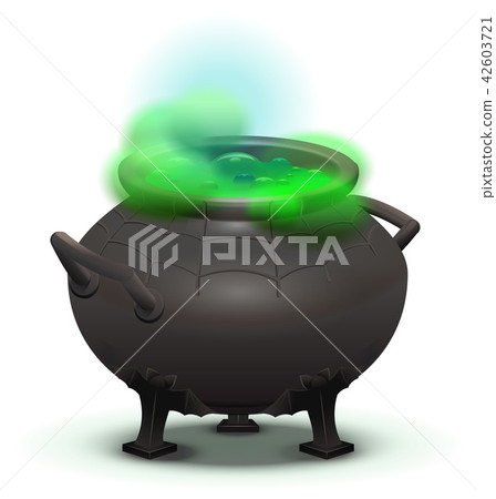 Big black cauldron cook green magic potion Big black cauldron cook green magic potion 42603721