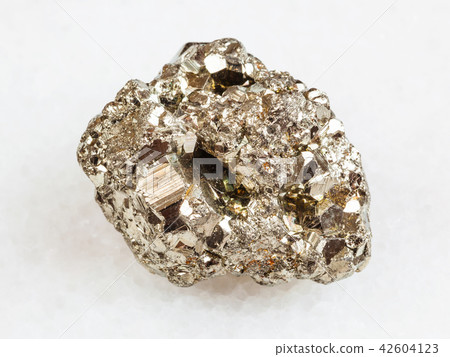 crystalline iron pyrite stone on white 42604123