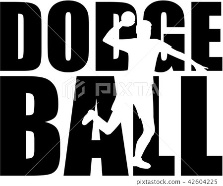 Dodgeball word with player silhouette Dodgeball word with player silhouette 42604225