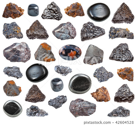 collection of various Hematite stones isolated 42604528