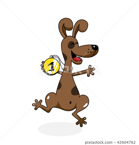 funny happy brown dog jumping funny happy brown dog jumping 42604762