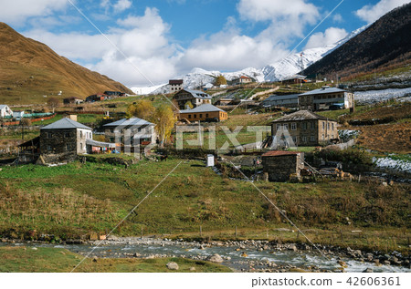 Caucasian Chvibiani village in Ushguli, Georgia 42606361