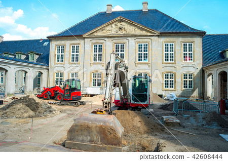 Street renovation by historical building Street renovation by historical building 42608444