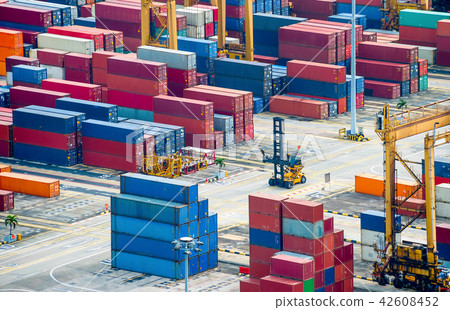 Freight containers in commercial port Freight containers in commercial port 42608452