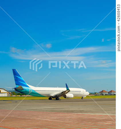 Airplane takeoff Bali airport runway Airplane takeoff Bali airport runway 42608453