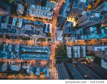 Aerial view of building group Night view 42610206