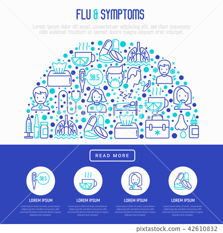 Flu and symptoms concept in half circle Flu and symptoms concept in half circle 42610832