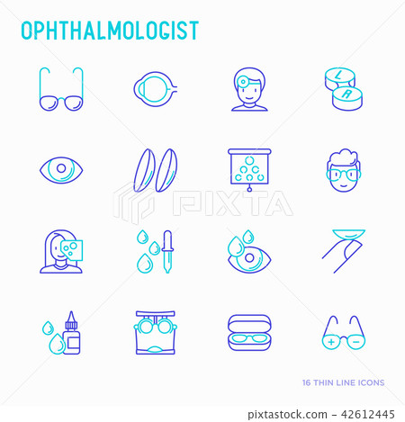 Ophthalmologist thin line icons set 42612445