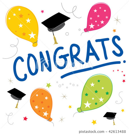 Congrats Text Balloon Color Graduate Vector Design 42613488