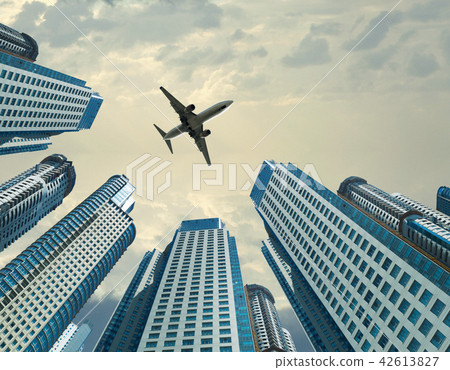Plane encircled by buildings Plane encircled by buildings 42613827