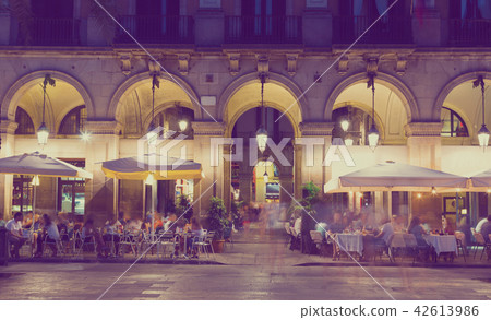 Night illumination of Royal square in Barcelona Night illumination of Royal square in Barcelona 42613986