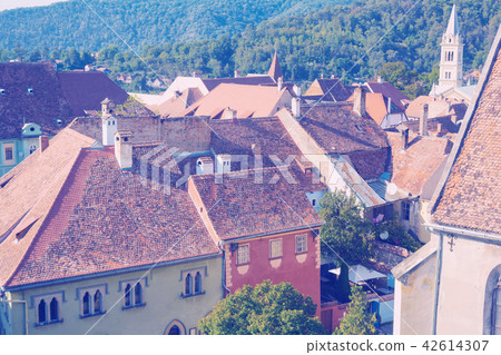 Cityscape from Sighisoara clock tower, Romania 42614307