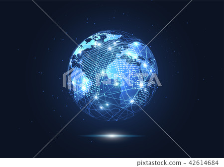Global network connection. World map point Global network connection. World map point 42614684