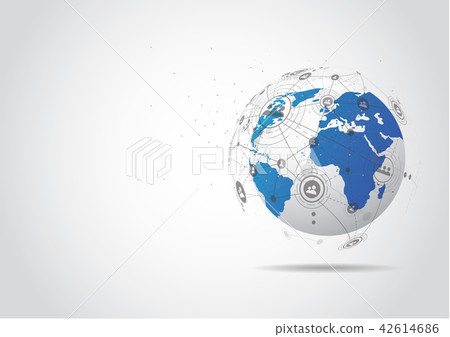 Global network connection. World map point Global network connection. World map point 42614686
