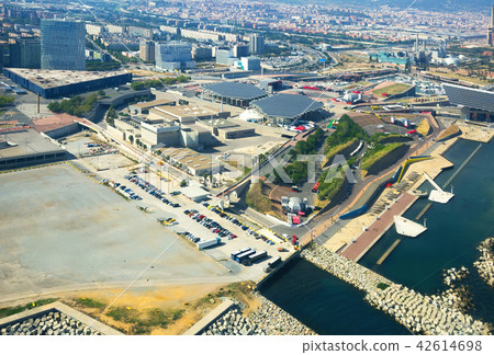 Modern neighbourhoods of Barcelona in Spain, aerial view 42614698