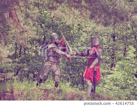 knights in armor is fighting 42614758