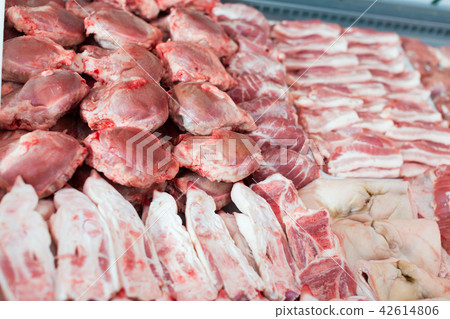 Fresh raw meat on display Fresh raw meat on display 42614806