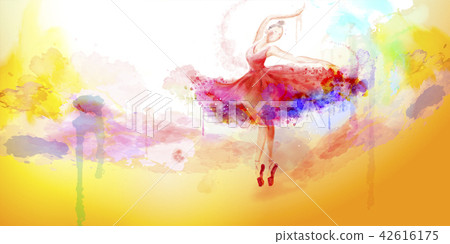 Elegant watercolor style ballerina 42616175