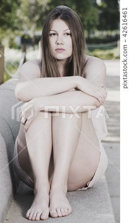 Female 27-32 years old is feeling distressed and lonely alone Female 27-32 years old is feeling distressed and lonely alone 42616461