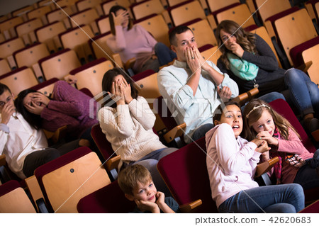 Group people attending movie night for horror Group people attending movie night for horror 42620683